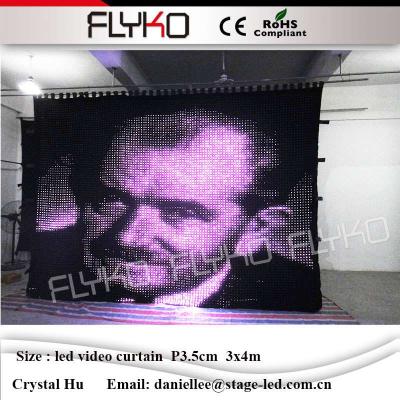 China Indoor led video fabric P3.5cm 3x4m led video curtain on-time shipping factory price durable display for rent for sale