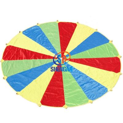 China Perfect for Birthday Parties Kids Play Game Rainbow Parachute 20ft with 16 Handles for Kids Co-op Group Play for sale