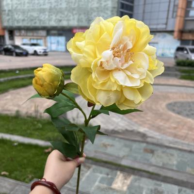 China Wholesale Durable China Wedding Flower Yellow Peony Artificial Flower Large Volume for sale