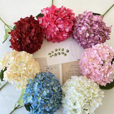 China Durable Hot Pink Flowers Wholesale Artificial Hydrangea Flowers For Wedding for sale