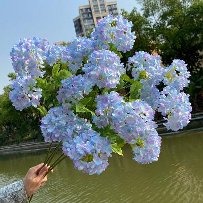 China Wholesale Durable Blue Hydrangea Artificial Silk Flower For Wedding Flower Arrangement for sale