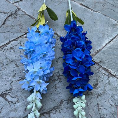 China Simple Wedding Decoration Large Silk Delphinium Blue Artificial Flowers Long Lasting for sale