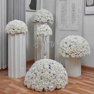 China 70cm Large Durable Artificial White Rose Flowers Ball Centerpieces For Wedding for sale