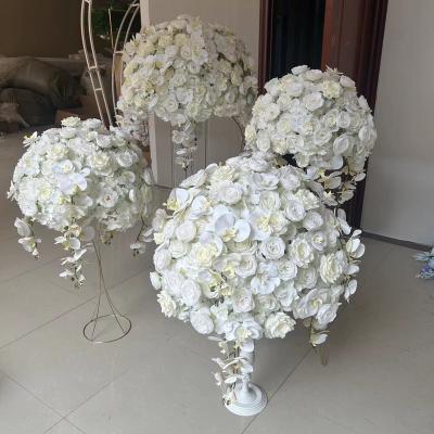 China Custom Made Durable Artificial White Rose Orchid Flower Ball Centerpieces For Wedding Decoration for sale