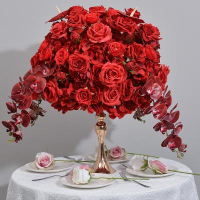 China New Durable Rose Flower Wedding Table Candlestick Decoration Flower Ball Simulated Proposal Engagement Phalaenopsis Orchid Decoration for sale