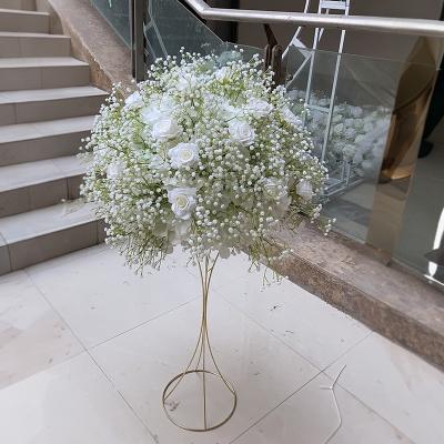 China Long Lasting Customized Wedding Centerpieces Table Babybreath Rose Artificial Flower Ball for sale