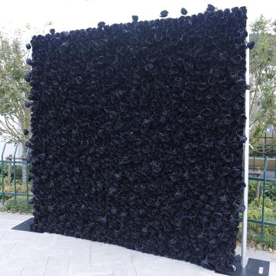 China Durable 3d 5d Artificial Black Rose Flower Wall Decoration For Wedding Halloween for sale