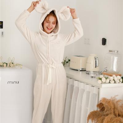 China Wholesale QUICK DRY Coral Fleece Romper Onesie Pajamas Adult Women Nightgowns for sale