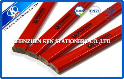 China Red Octagonal Wooden Carpenter Pencil / Art Pencil Set Customized Logo for sale