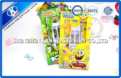 China Green  / Yellow School Kids Personalized Stationery Sets 7 in 1 EN71 Certificates for sale