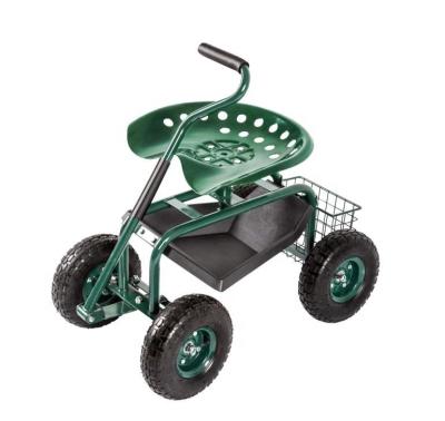 China Garden Cart Steel Rolling Work Seat with Tool Tray Outdoor Utility Lawn Patio Yard Cart Scooter for Planting for sale