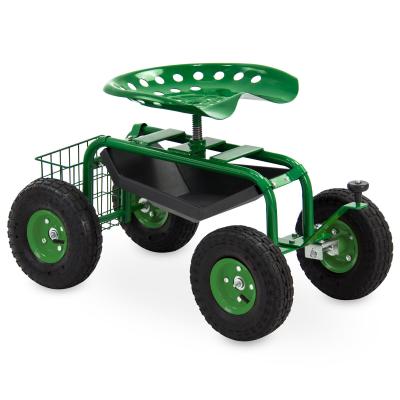 China Yard Garden Cart Rolling Work Seat With Tray Planting Tool Heavy Duty Scooter Gardening for sale