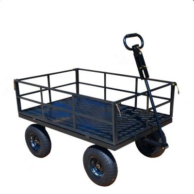 China Durable Heavy Duty Trolley 4 Yard Wheel Utility Steel Cart Garden Cart for sale