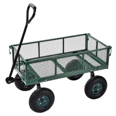 China Heavy Duty Garden Wheelbarrow Garden Mesh Cart Trolley Utility Cart Tipper Dump 4 Wheel for sale