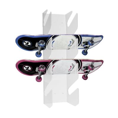 China 100% 1PC Clear Acrylic Skateboard Rack Display Storage Wall Mount For Loading Longboard Snowboard With Neat Look OF7005 for sale