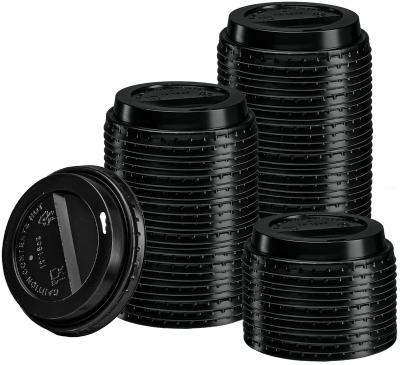 China Universal Home.Restaurant.Bar.Hotel.Wedding Anti-Hot Puddle Lids Black Plastic Cup Lids For Disposable Paper Coffee Cups, Fits 12, 16, 20, 24 Ounces for sale