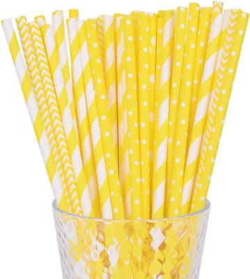 China Home.Restaurant.Bar.Hotel.Wedding Biodegradable PLA Paper Straw, Yellow Paper Straws for Party Supplies, Birthday, Wedding, Bridal for sale