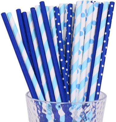 China Home.Restaurant.Bar.Hotel.Wedding Biodegradable PLA Paper Straw,Blue Paper Straw for Party Supplies,Birthday,Wedding,Bridal for sale