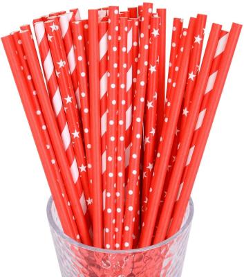 China Home.Restaurant.Bar.Hotel.Wedding Biodegradable PLA Paper Straw, Red Paper Straws for Party Supplies, Birthday, Wedding, Bridal for sale