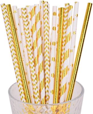 China Home.Restaurant.Bar.Hotel.Wedding Biodegradable PLA Paper Straw,Gold Paper Straws for Party Supplies,Birthday,Wedding,Bridal for sale