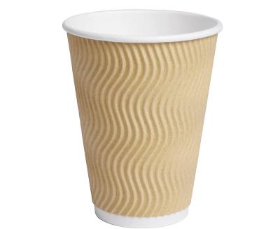 China Home.Restaurant.Bar.Hotel.Wedding Ripple Wallpaper Disposable Insulated Coffee Cups, Kraft Paper Hot Drink Cups, Hot Paper Coffee Cups for Cold/Hot Drinks for sale