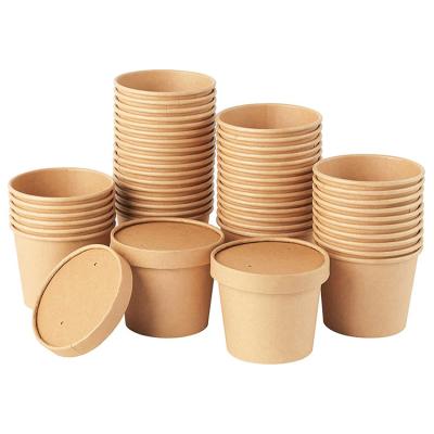 China Minimalist Biodegradable Food Packaging Cup Bowl Salad Bowl With Lid PLA PE Around Kraft Paper Liner for sale