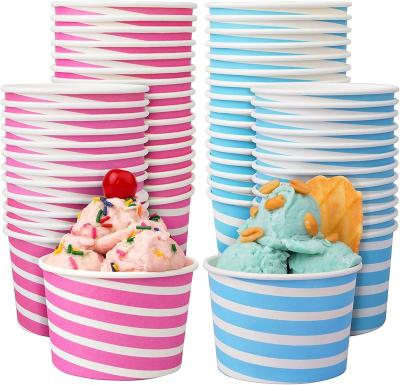 China Home.Restaurant.Bar.Hotel.Wedding Ice Cream Sundae Cups - Dessert Paper Bowls and Disposable Party Supplies Cups Pink and Blue (Stripe) en venta