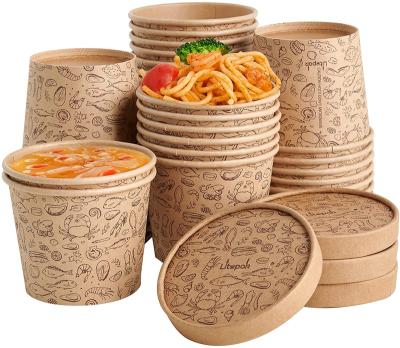 China Home.Restaurant.Bar.Hotel.Wedding Packaging Paper Food Cups, Soup Containers Cups With Lids, Disposable Soup Bowls For Hot Soup To Store Food for sale