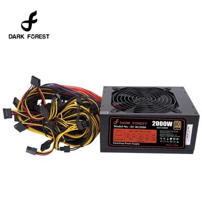 China New DARK FOREST DF-BC2000, maximum ATX 2000W power supply support 8 graphics cards, active PFC 2000W power supply for multi-GPU machine for sale