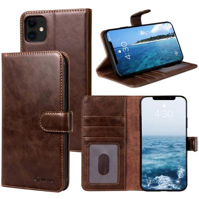 China With Stand VIETAO Flip Cover Mobile Phone Case Leather For iphone 13 pro 12pro 11pro Brown Black Wax Max Oil Max Leather Case for sale