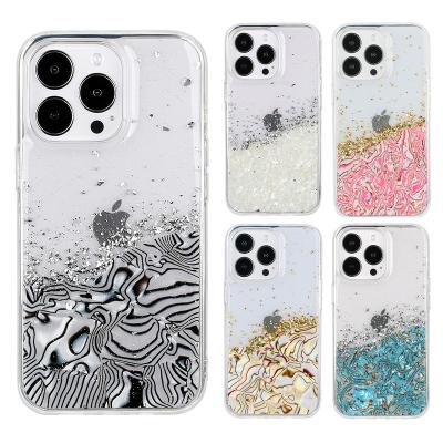 China New Fashion Tpu Gold Foil Epoxy Transparent Cell Phone Case Shockproof For iphone 13 pro max clear color phone case 11 12 for sale