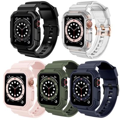 China Protection. Hot Sale Amry Green TPU 44mm 42mm Rugged Watch Band Strap For Apple Watch Band With Case 40mm 38mm 4 3 2 1 Series 6 Se 5 for sale