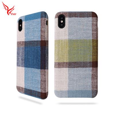 China Hot Selling 6.5 inch British Style Grid Style PC Cloth British Cloth Cell Phone Case Back Cover For iphone Xs Max XR X plus 8 7 6 6s for sale