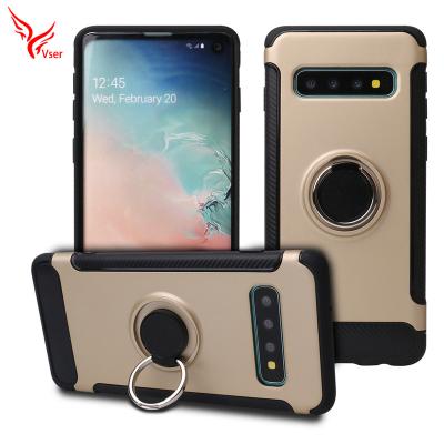 China Durable Carbon Fiber Phone Case Kickstand Ring Holder Case Shockproof Cell Phone Shell For Samsung galaxy s10 lite for sale