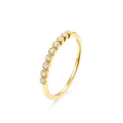 China Excellent Quality Minimalist Stackable Design Pave CZ Ring Real Solid 14K Pure Gold Ring for sale