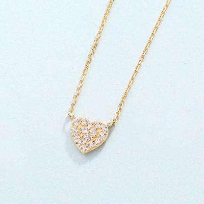 China Tasty Nickel Free 14K Gold Love Heart Shape Necklace, Solid Real Gold Anniversary Couples Jewelry for sale