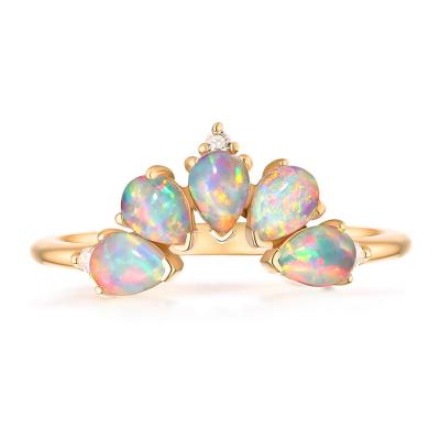 China Trendy Fashion 925 Sterling Silver Ring Stackable Artificial Opal Crown Rings Designs for sale