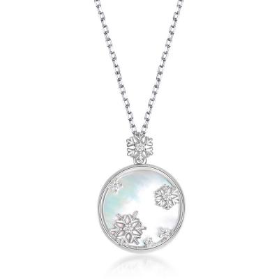 China Shell Snowflake Woman Coin Pendant White Necklace 925 Sterling Silver Jewelry New Design TRENDY for sale