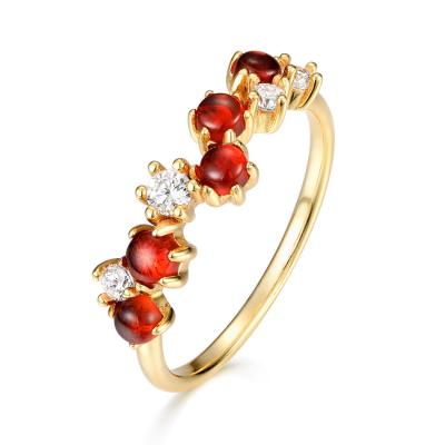 China Nickel Free Wholesale Fashion Designs Jewelry Women Jewelry 925 Sterling Silver Gold Plated Red Garnet And Zircon Rings for sale