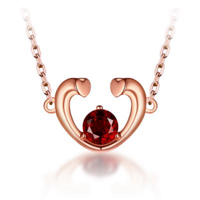 China TRENDY Natural Rhodolite Heart Rose Gold Plated Jewelry Fashion Pendant Necklaces for sale