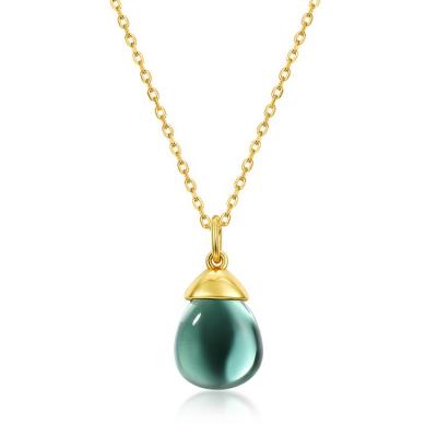 China FASHIONABLE 925 Sterling Silver Pendants Jewelry High Quality Women's Trendy Gold Plated Synthetic Green Amethyst Pendant for sale