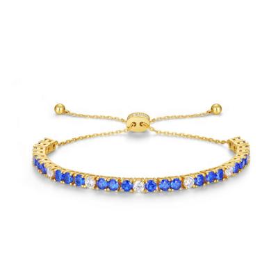 China Wholesale Hot Selling Nickel Free Women Bracelet Gold Plated Tennis Adjustable Blue Spinel Bracelets for sale