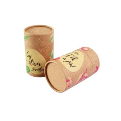 China Wholesale Custom Handmade Logo Printed Kraft Paper Tube Fancy Round Shape Paper Can Tea Paper Packaging Canister for sale