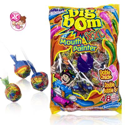 China Natural Fruit Matched Double Lollipop Filled Flavor Bubble Gum for sale