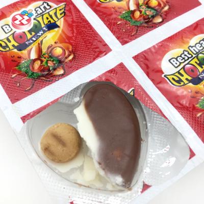 China Milk Heart Shape Chocolate Milk Cookie Cup Chocolate Covered Halal Chocolate Candy Cookie for sale