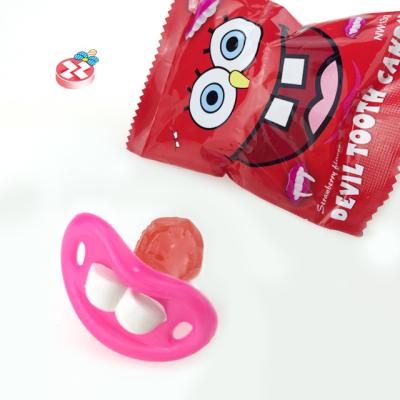 China Natural Funny Halal Hard Candy Fruit Devil Teeth Toys Lollipop Wholesale for sale