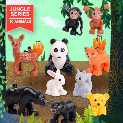 China Building Toy GOROCK Zoo Jungle Series 10pcs Constituent Big Block Kids Animal Toys Compatible With Legoing Duplo Christmas Gifts for sale