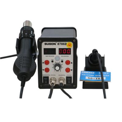 China SUGON 8786D 2in1 Machinery Repair Shops Soldering Iron Hot Air Rework Station 750W Hot Air Rework Station for sale