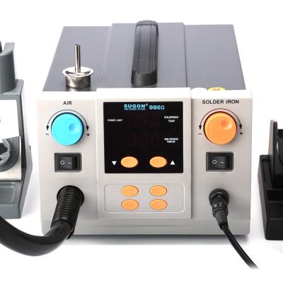 China SUGON 9960 Machinery Repair Shops Hot Air 2IN1 Rework Station Soldering Soldering Station With Diaphragm Compressor for sale