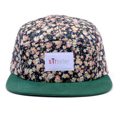 China JOINT Full Print 5 Panel Cap /Cheap 5 Panel Cap and Custom's Single Cap With Applique Logo for sale